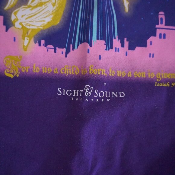 VTG '90S Jerzees Purple Sight And Sound Theaters Religious Crewneck Sweater 3XL - Picture 6 of 9